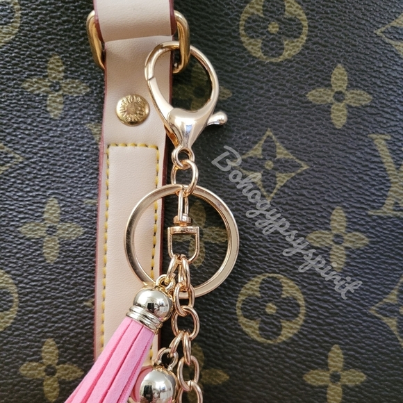 Bling Teddy Bear Crystal Rhinestone Keychain Bag Charm With Pink Tassel - Picture 9 of 13